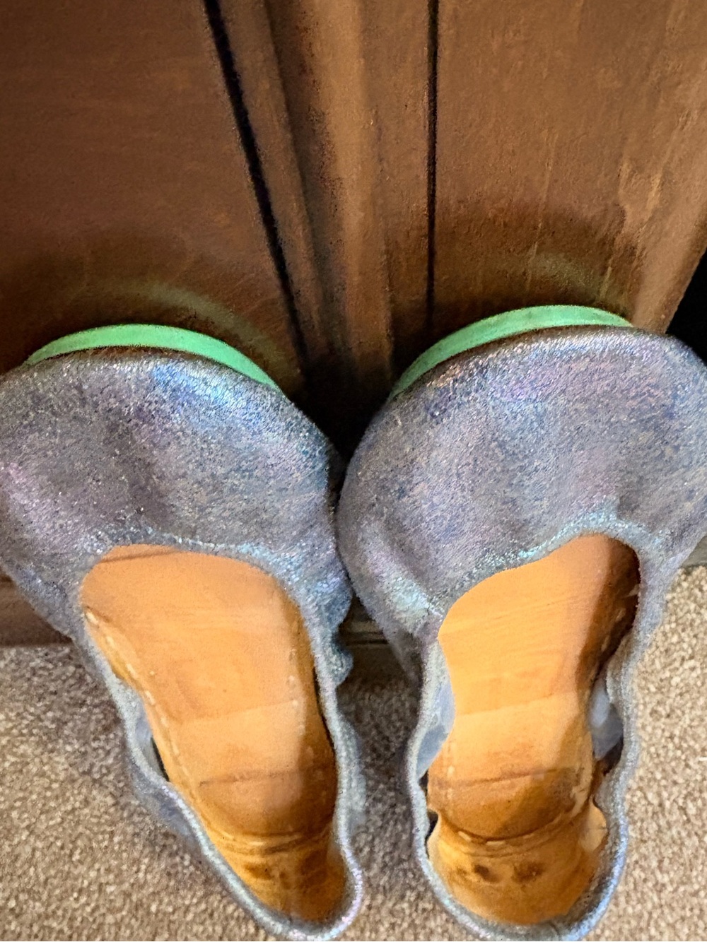 Tieks Moonstruck Iridescent Blue Foil Ballet Flats in Silver-Blue. - Picture 3 of 4